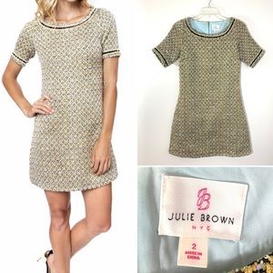 JB by Julie Brown black/gold tweed dress.